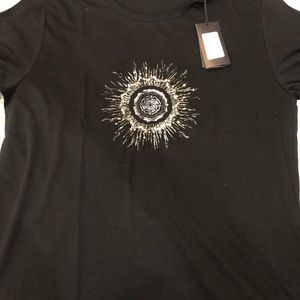 Saint Laurent Black and Gold Short Sleeve Tee